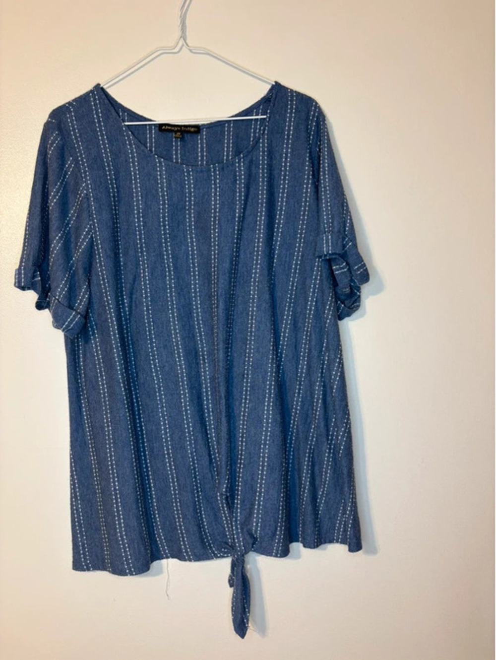 Blue tie blouse